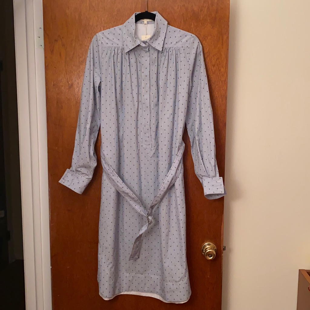 Maje Relino Cotton Poplin Collared Shirt Dress